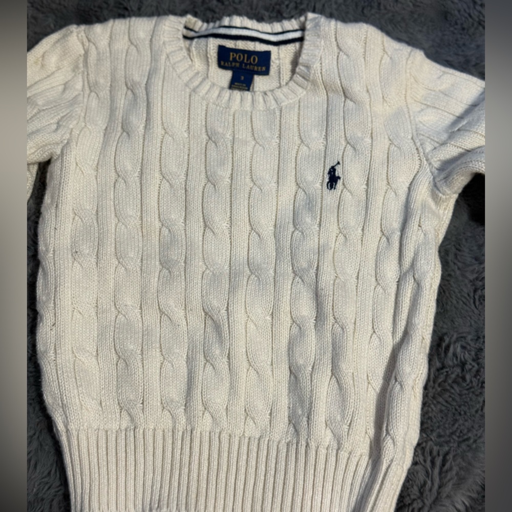 Polo by Ralph Lauren kids Cream Cable Knit Sweater 3T
